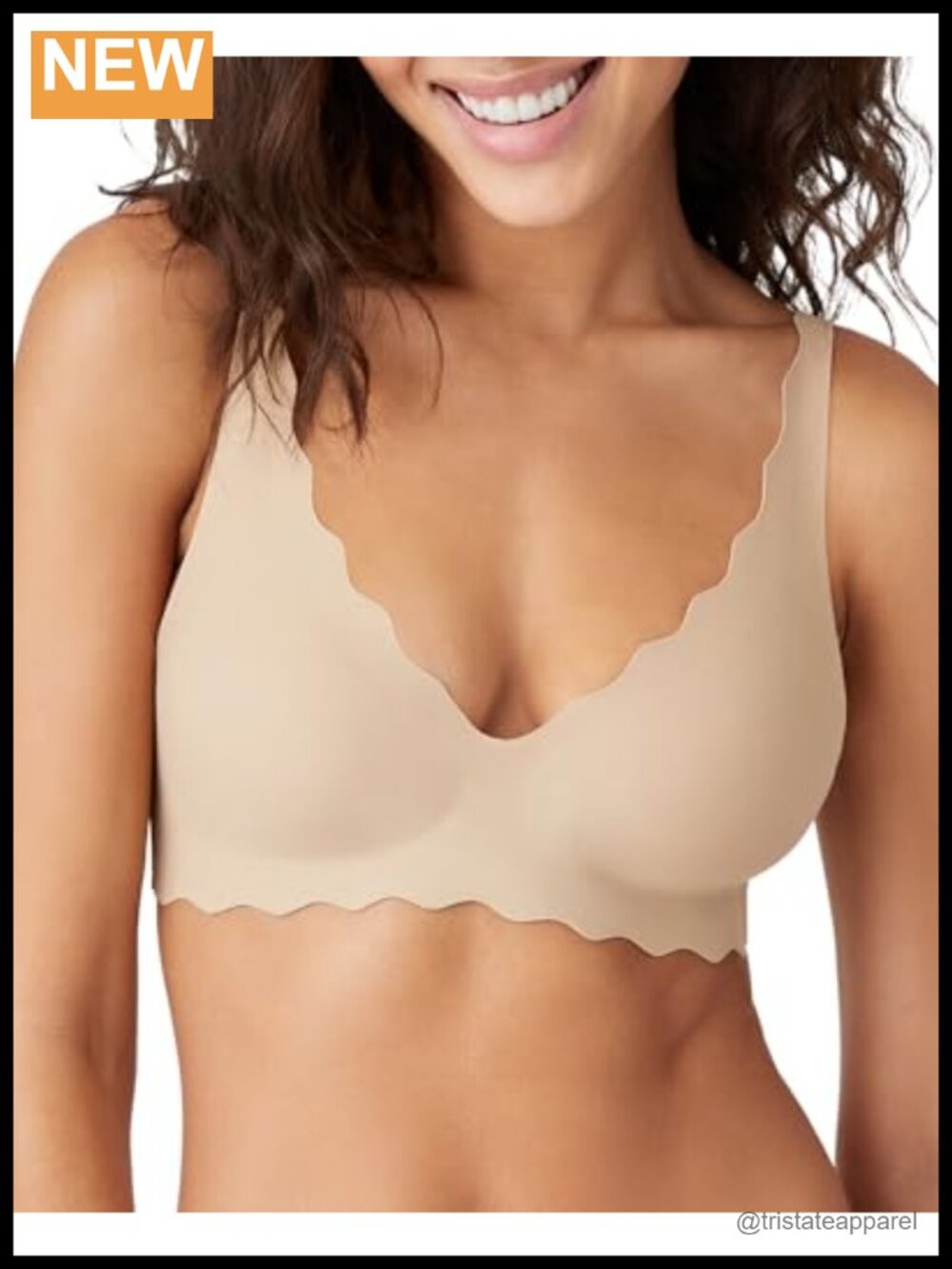 Wire Free Padded Convertible Bra with Lace V-Neck and Removable Pads